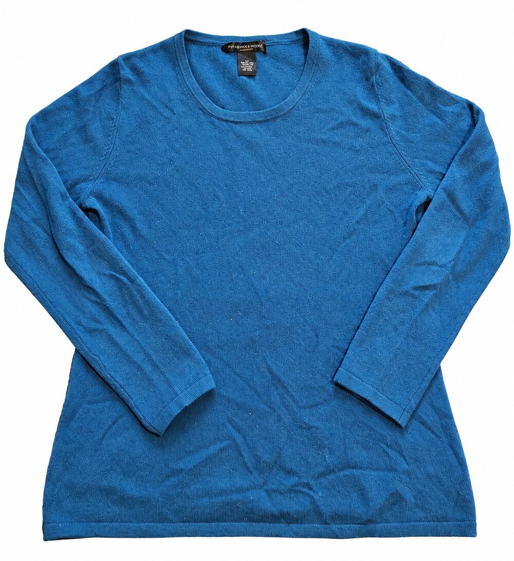 Preswick & Moore 100% Cashmere Sweater Womens Large Blue Crewneck Pullover